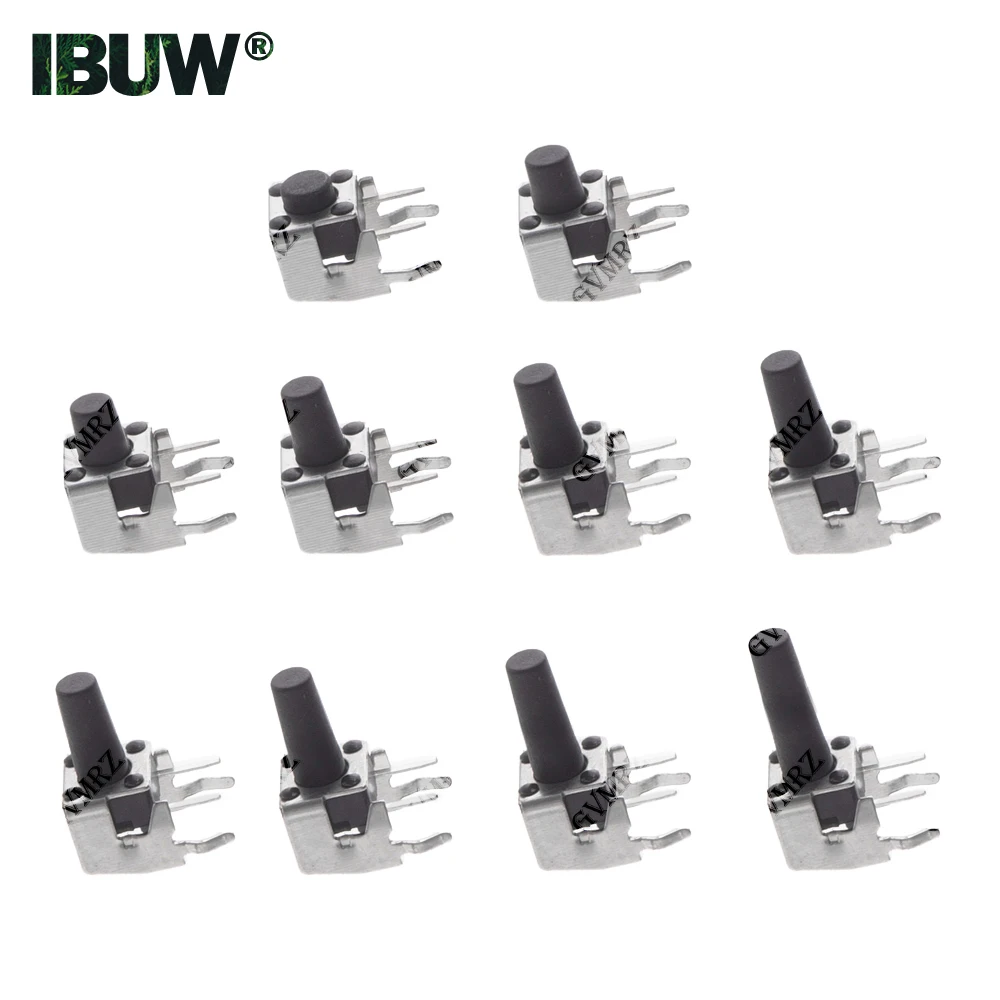 20PCS 4-Pin Self-reset Switch Right Angle With stent 6x6 PCB Momentary Tactile Tact Push Button 6*6*4.3/4.5/5/6/7/7.5/8/9/10mm