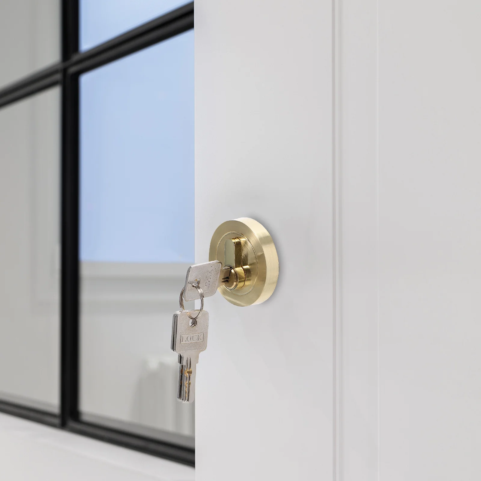 

Round Lock Single Cylinder Deadbolt Keyed Entry Security Bolt Lock For Bedroom Front Door Exterior Door Knob