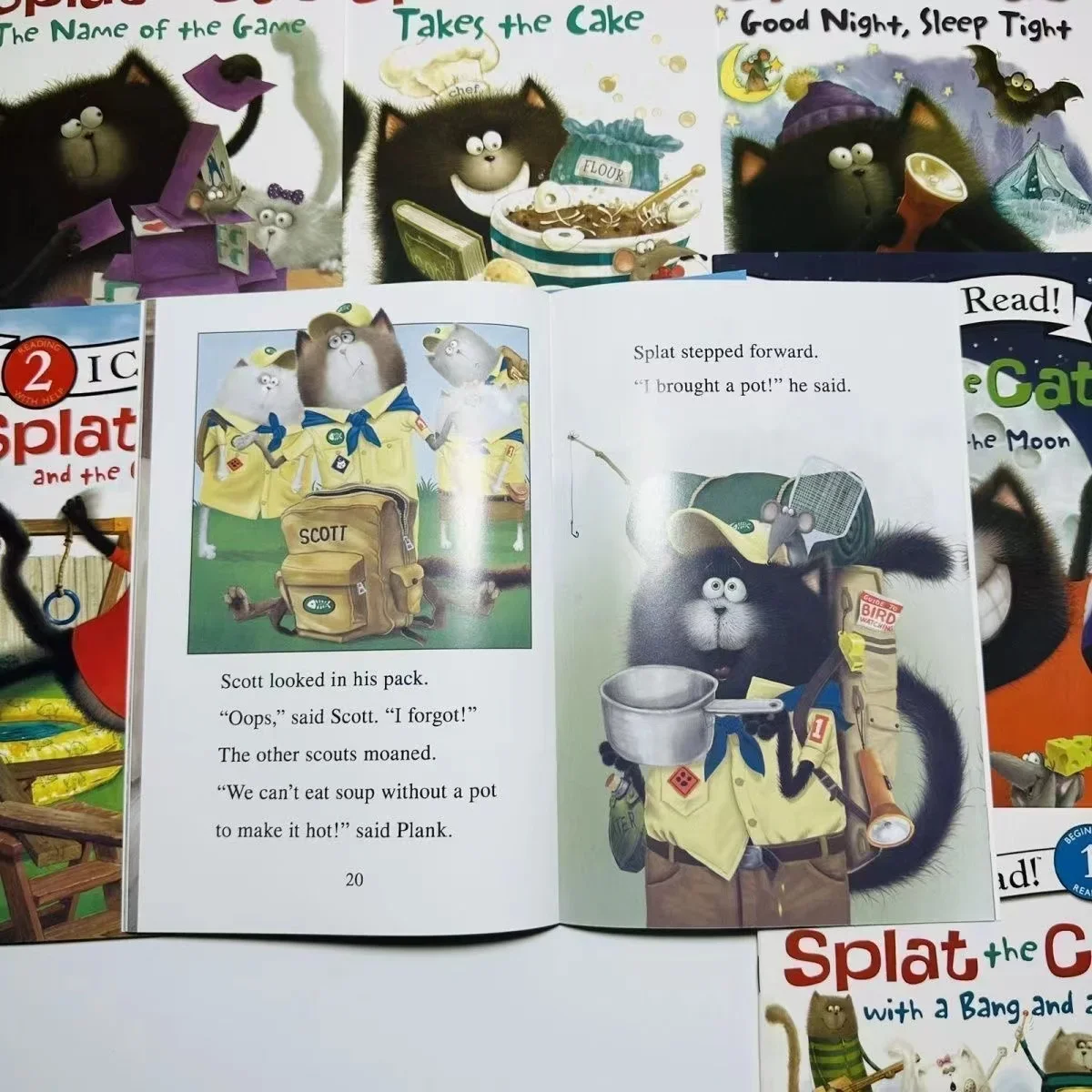 Libro de lectura graduado Splat The Cat, libro en inglés, versión en inglés, 20 volúmenes