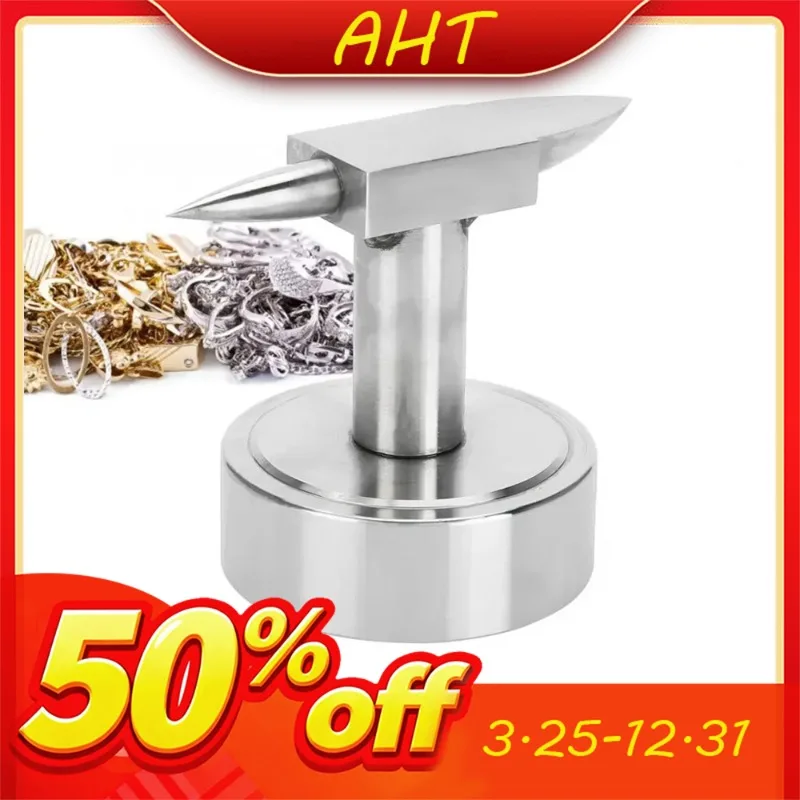 

AHT Stainless Steel Mini Horn Anvil with Round Base Jewelry Making Tool for Ring Metal Forming Ideal for Goldsmiths Silversmiths