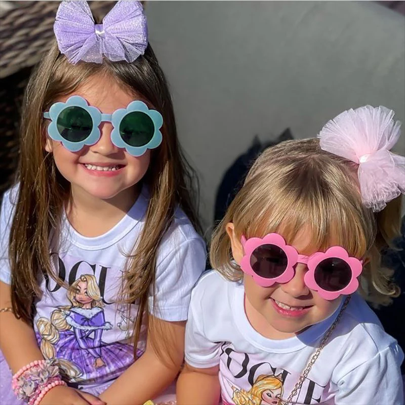 2026 New Fashion Daisy Flower Kids Sunglasses UV400 Protection Matte No Hurt Face Lightweight Sun Glasses for Toddler Kids