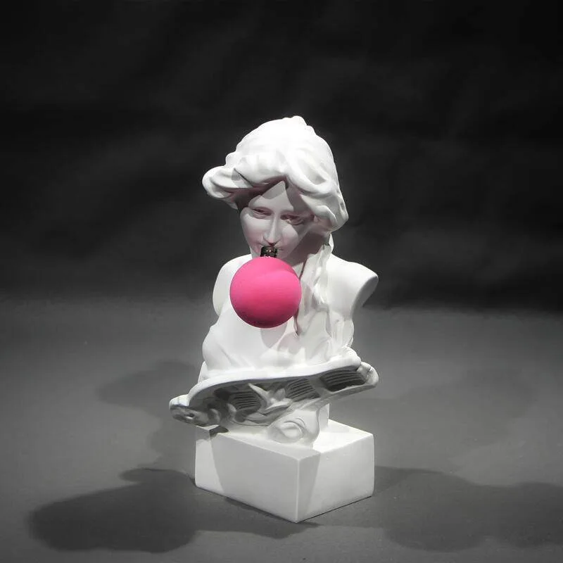 Creative bubble blowing girl statue plaster like wine cabinet ornament home jewelry art Nordic living room entrance decoration