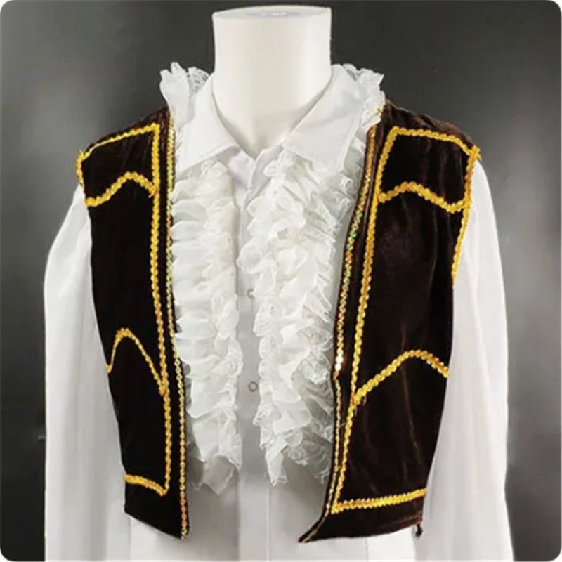 Professional Men Ballet Vest With Jumpsuit Two Pieces,Boys Performance Ballet Tunic Vest  Ballet Costumes Outfit