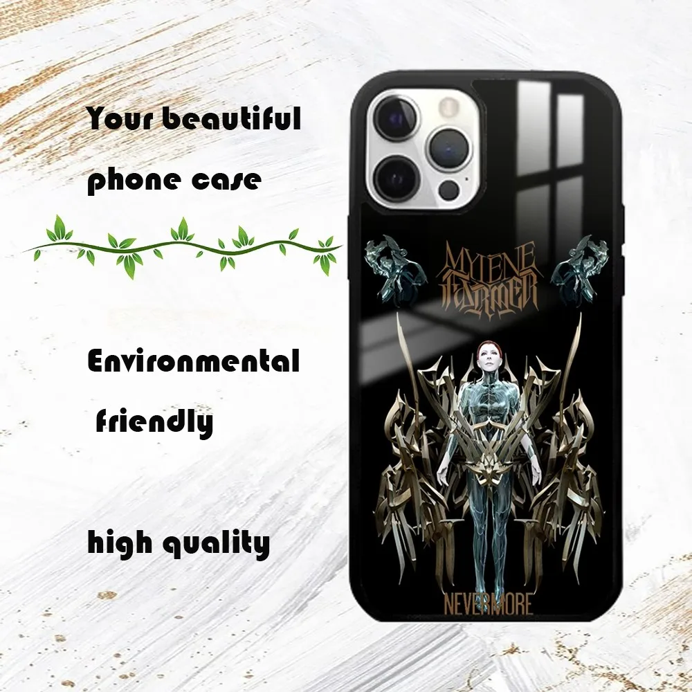 Singer Mylene Farmer Phone Case For iPhone 16 15 14 13 12 11 Pro Max Plus Mini PC Fashion mirror phone case