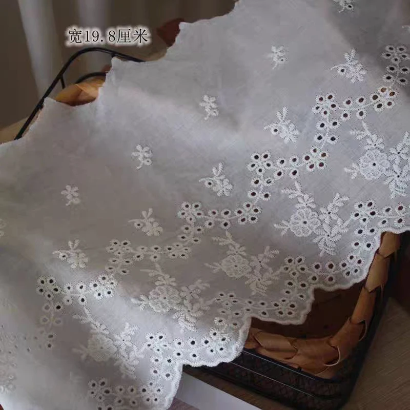 

Cotton Embroidery Lace Fabric for Garment, Needlework Sewing, Patchwork DIY, Handmade Accessories, Clothes Decoration, 14Yards