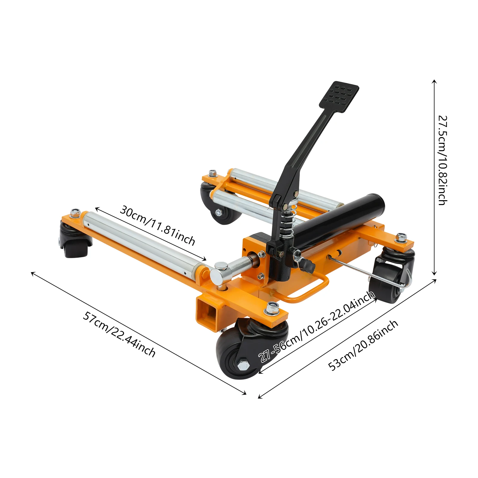 Wheel Dolly, Car Skates Vehicle Positioning, Fork Hydraulic Mover, Hydraulic Car Dolly for Workshop Garage, Easy Clean Smooth Surface, Portable Storage, Universal Caster Wheel, Ideal for Moving Cars, Trucks, Trailers, SUV Maintenance