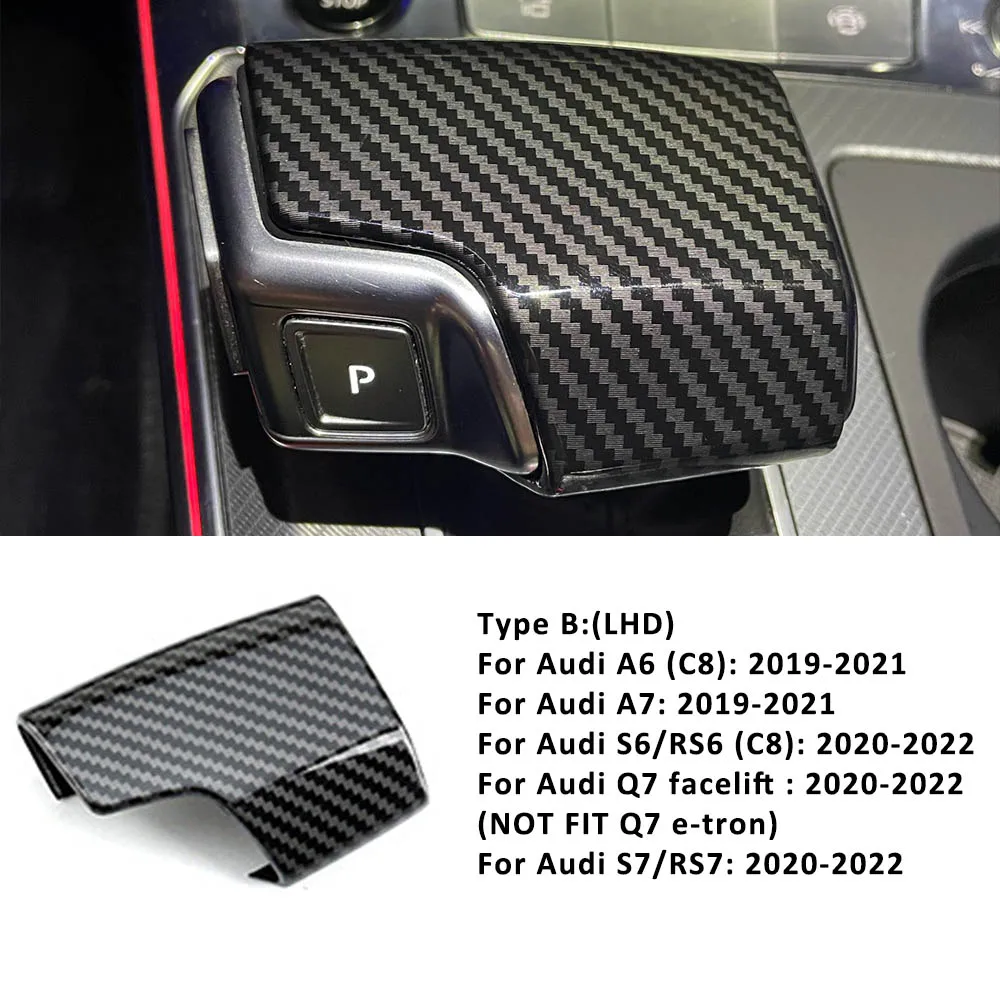 Carbon Fiber Car Gear Shift Knob Gearbox Handle Trim Sticker for Audi A6 C8 A7 SQ8 RS6 RS7 Q7 Q8 S8 2019-2022 Auto Accessories