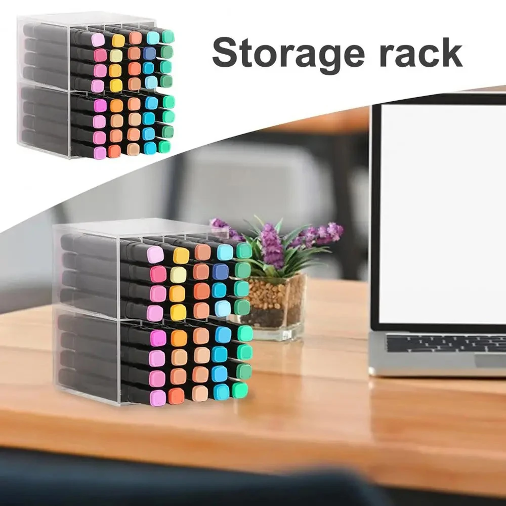 

Acrylic Pen Display Storage Holder Mark Pen Stationery Storage Box Organization Transparent Pencil Display Rack Desk Organizer