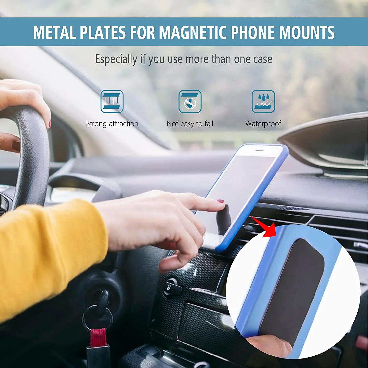 Support de téléphone magnétique pour voiture Xiaomi, plaque de métal magnétique, support mobile, kit de plaque métallique de remplacement universel avec adhésif