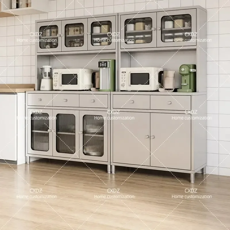 304 Stainless Steel Kitchen Storage Cabinet Wave Stove Side Cupboard Thickened Household Pot Organizer Unit