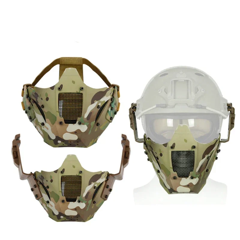 New JAY FAST Module PDW MESH Mask Tactical Airsoft Half Face Mask Fit AF Helmet CP Camouflage