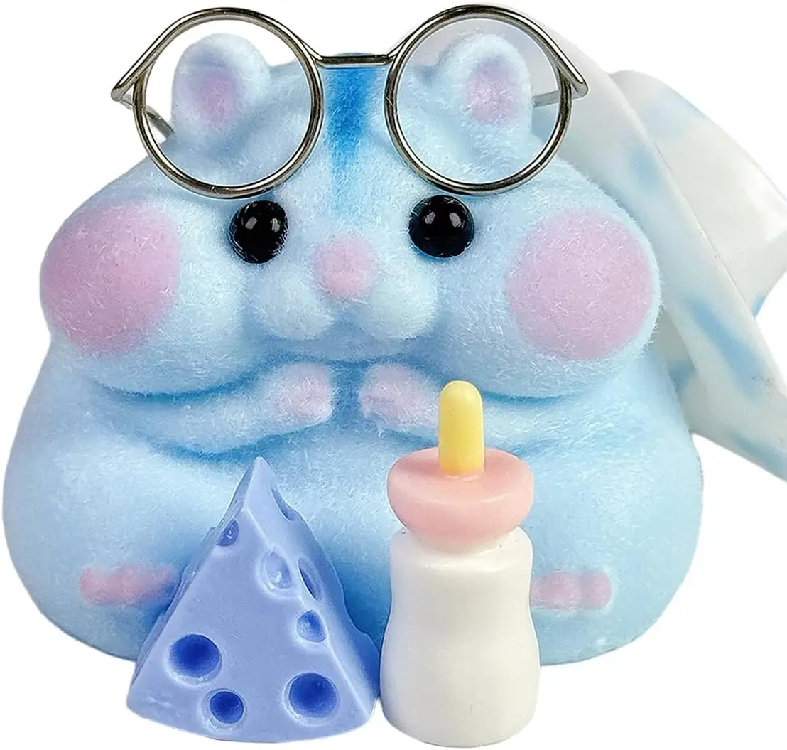 

Cute Handmade Squishy Hamster Toy, Soft Silicone Fidget Stress Relief Gift for Kids and Adults in Blue