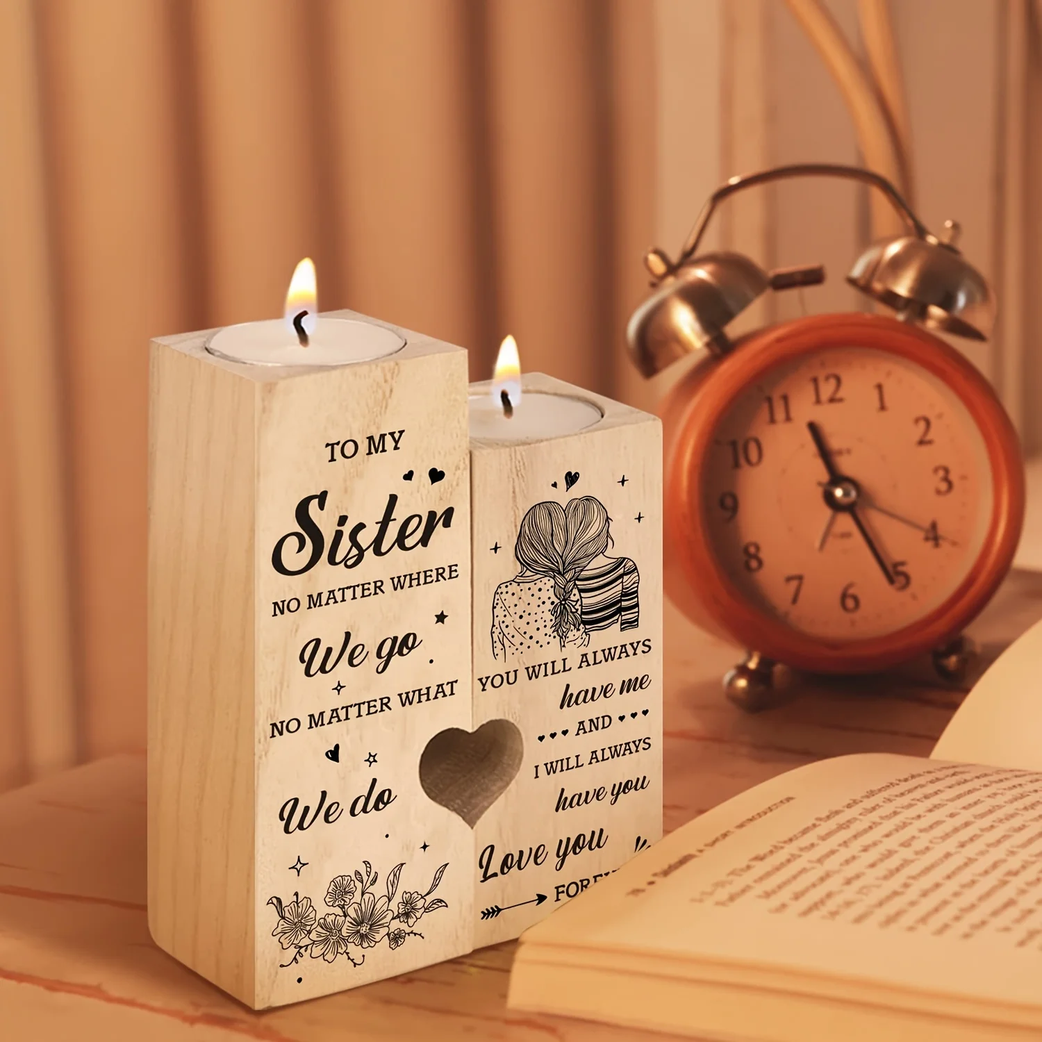 1pcs sister gift, heart candlestick gift for sister, best sister birthday, thanksgiving, wedding gift (without candles)