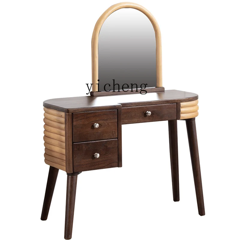 XL Creative Solid Wood Imported Agate Rattan Bedroom Complete Dressing Table