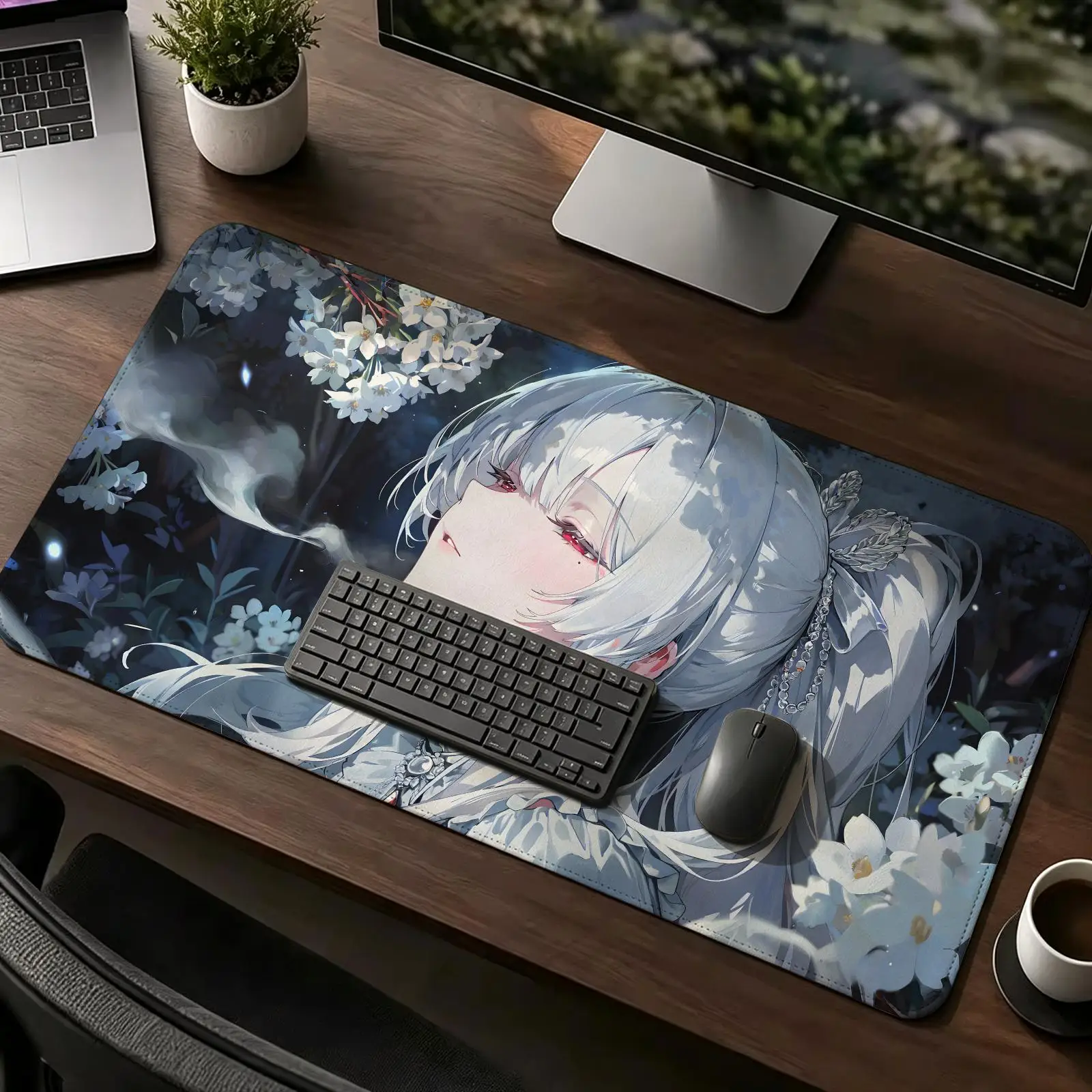 XXL Anime E‑Sports Mousepad, Stitched Wearproof Edges, Smooth Non‑Slip Mat for Desktop & Laptop Games Wuthering Waves HIYUKI