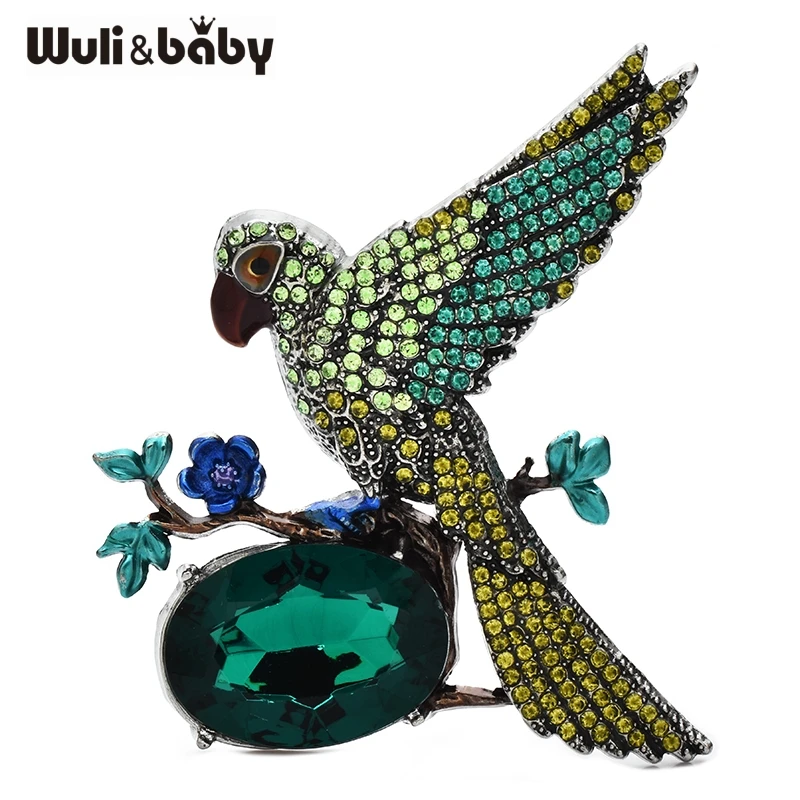 Wuli&baby Luxury Shining Crystal Bird Brooches Vintage 4-color Beautiful Animal Party Office Brooch Pins Gifts