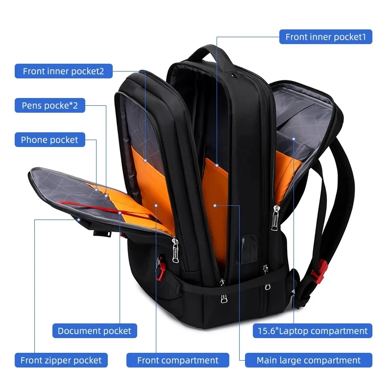 Wiersoon 42l männlich erweiterbar große Kapazität Reise rucksack Männer 17 Zoll Laptop USB aufladen mehr schicht ige Raumfahrt männliche Tasche