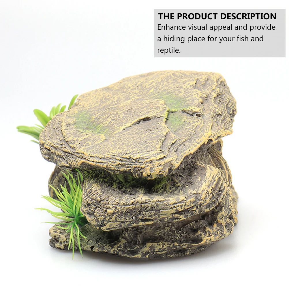 

1Pcs Creative Resin Simulation Rock Terrace Aquarium Decoration Fish Tank Ornament Reptile Climbing Terrace Landscape