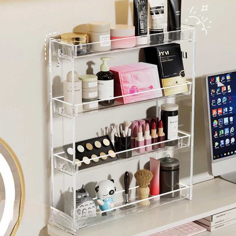 Organisateur de rangement mural pour cosmétiques, organisateur de maquillage multi-niveaux, grande capacité, étagère de rangement pour salle de bain, bureau