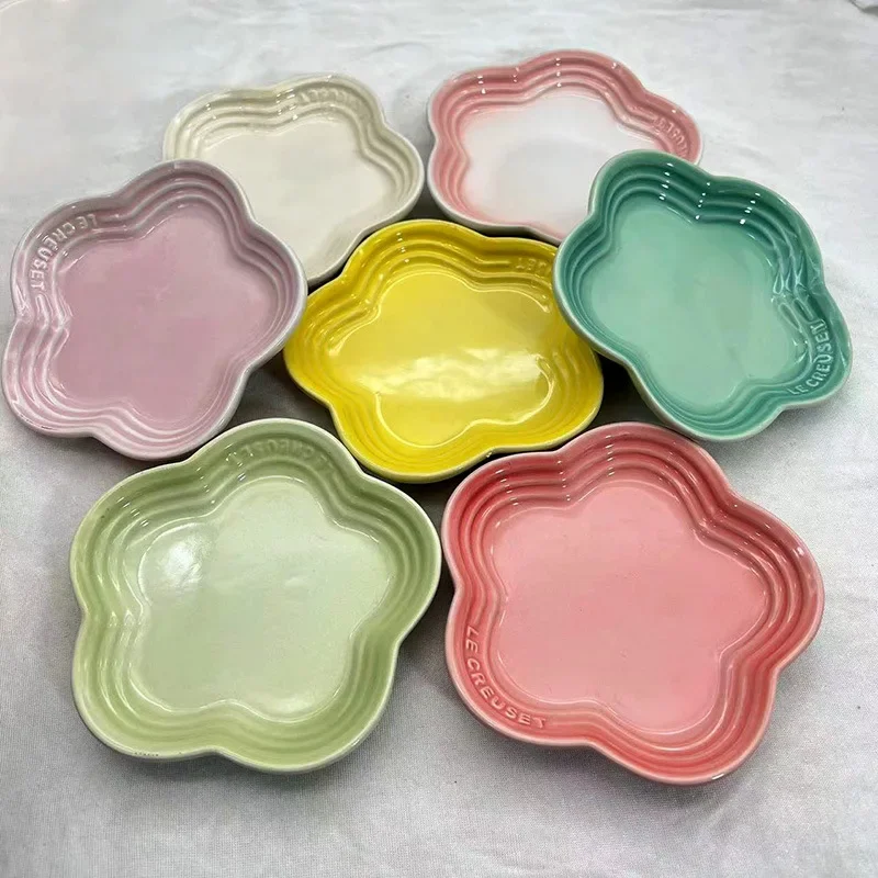 Plum Blossom Small Plate 14cm Sauce Plates French Cool Color Cake Dish Gradual Spit Bone Dishs Tableware Ceramic Dessert