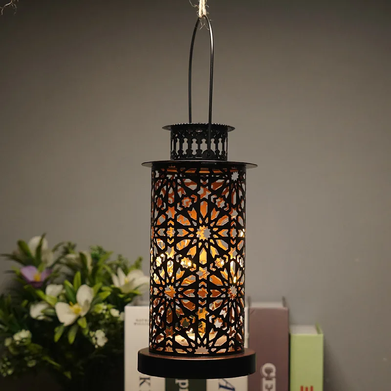 Middle East Arab led classical wind lamp wrought iron candle moss road lantern home decoration pendant retro wrought iron