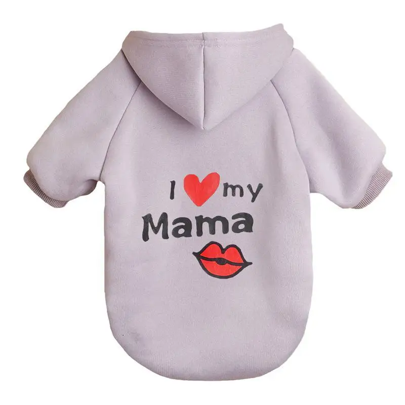 W39 Spring and autumn small medium large plus velvet I love mom and dad print solid color dog sportswear hoodies Bichon sweater