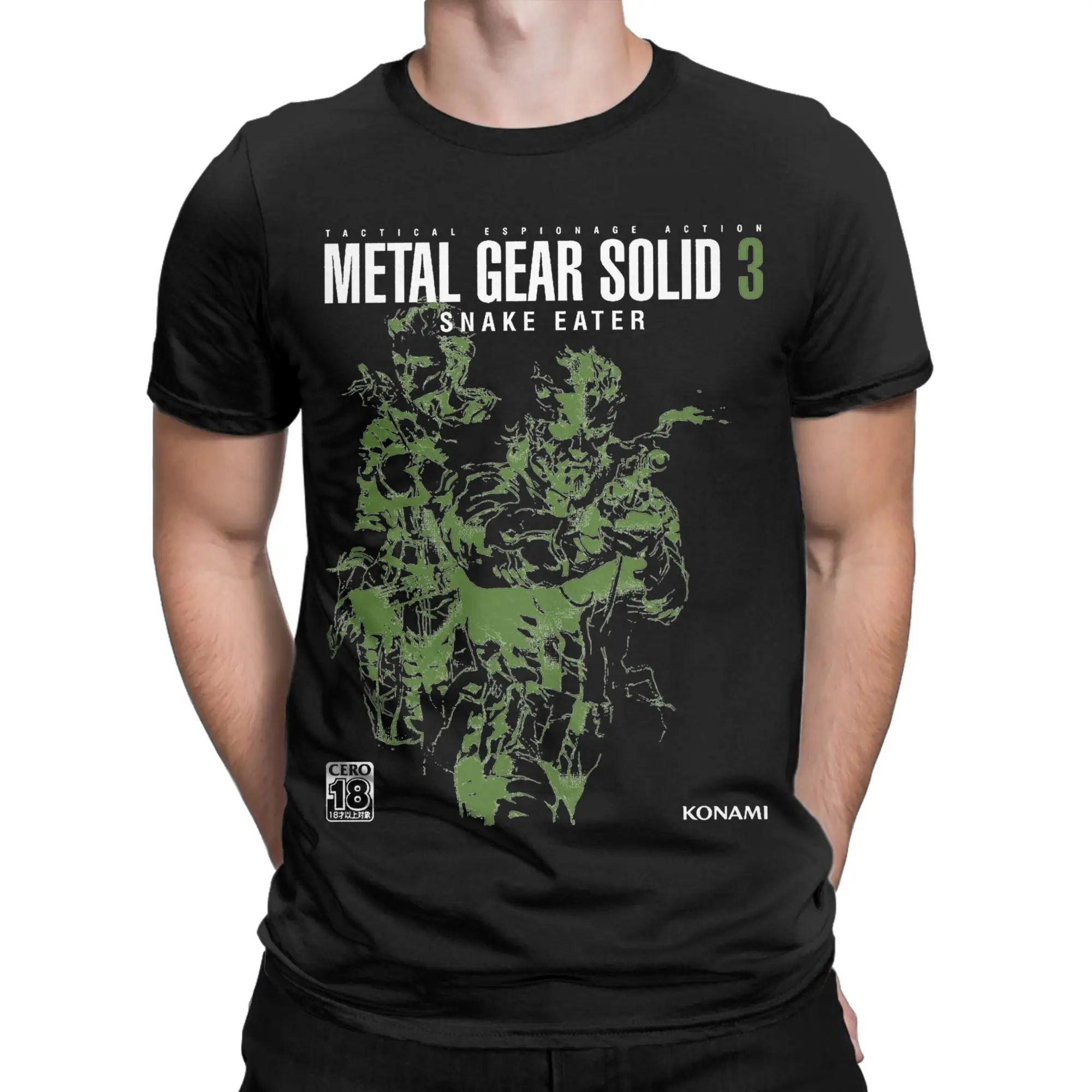

Футболка Metal Gear Solid 3, мужская футболка со змеей, новинка, футболки из чистого хлопка, футболки с круглым воротником и короткими рукавами, подарочные топы