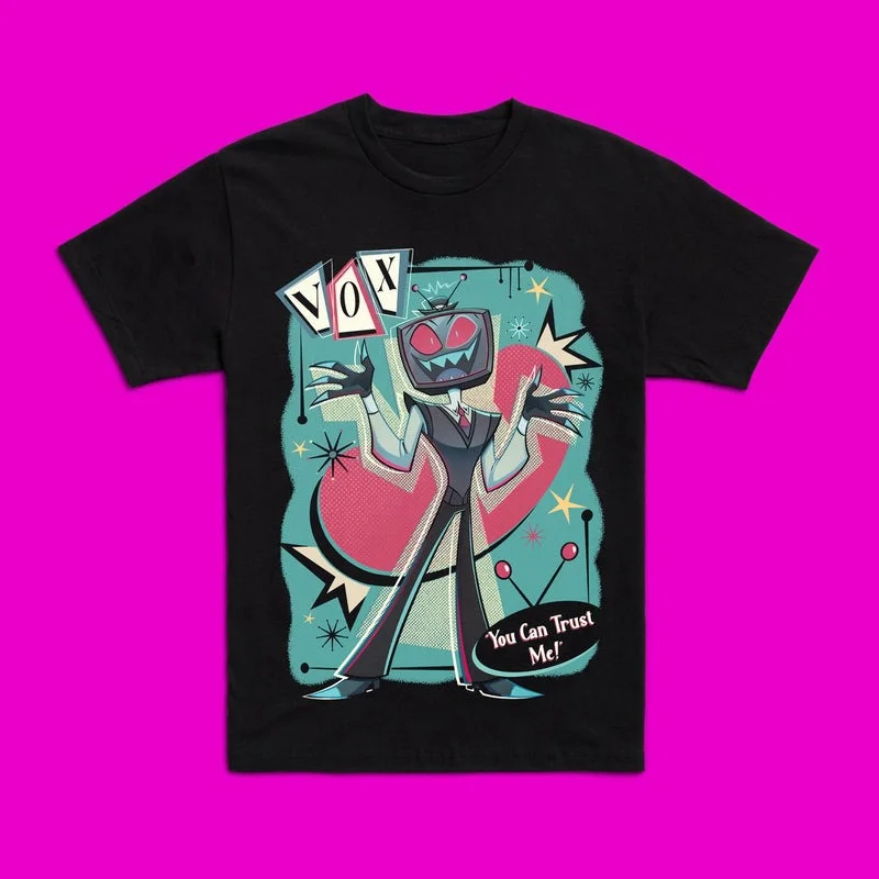 Hazbin Hotel Vox You Can Trust Me Anime T-Shirt Couple Unisex Cartoon Print Tee Harajuku Style Summer Top Streetwear Cosplay