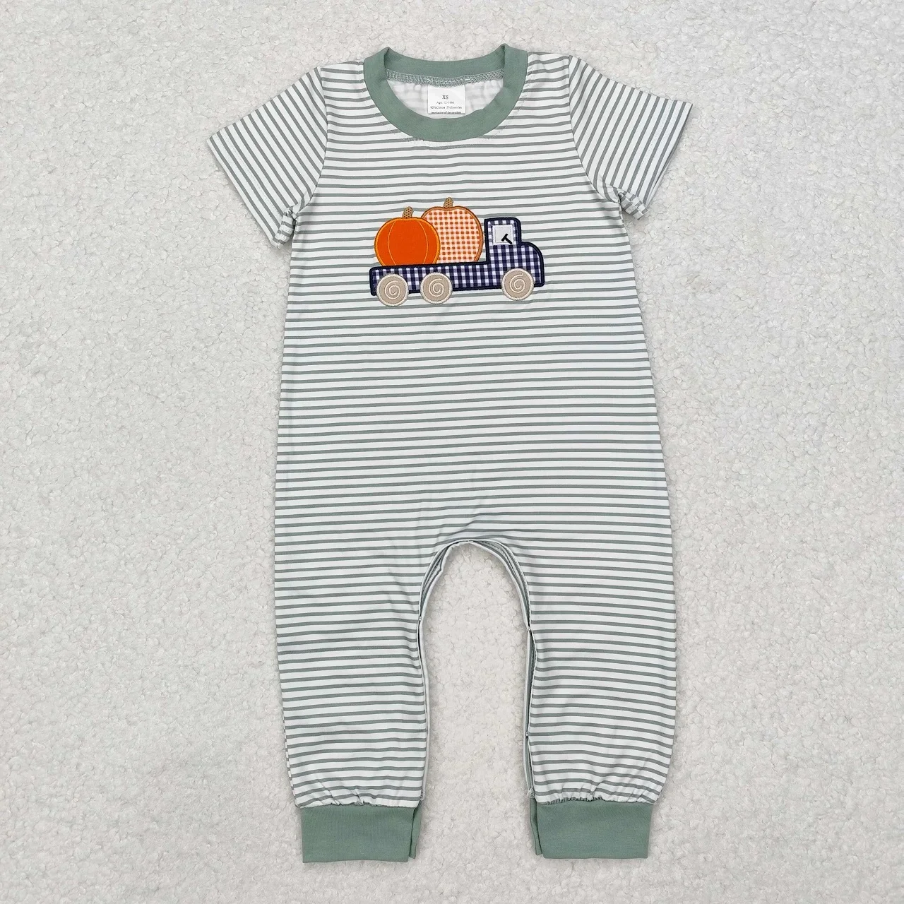 

Wholesale Baby Boy Thanksgiving Romper Newborn Children Embroidery Pumpkin Truck Coverall Clothes Toddler Short Sleeves Bodysuit