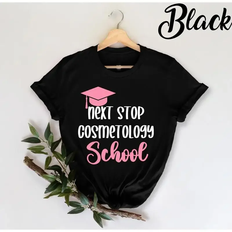 Camiseta de la Escuela de Cosmetología Next Stop, Futuro Cosmetólogo, Estilista de Cabello, Vestimenta para el Personal del Salón