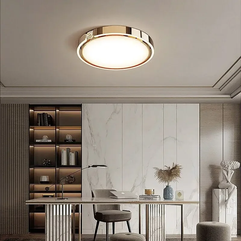 Nordic Luxury Atmosphere Light In The Bedroom Ceiling Creative Book Room Modern Simple Round Ceiling Diamond Ring Lamps