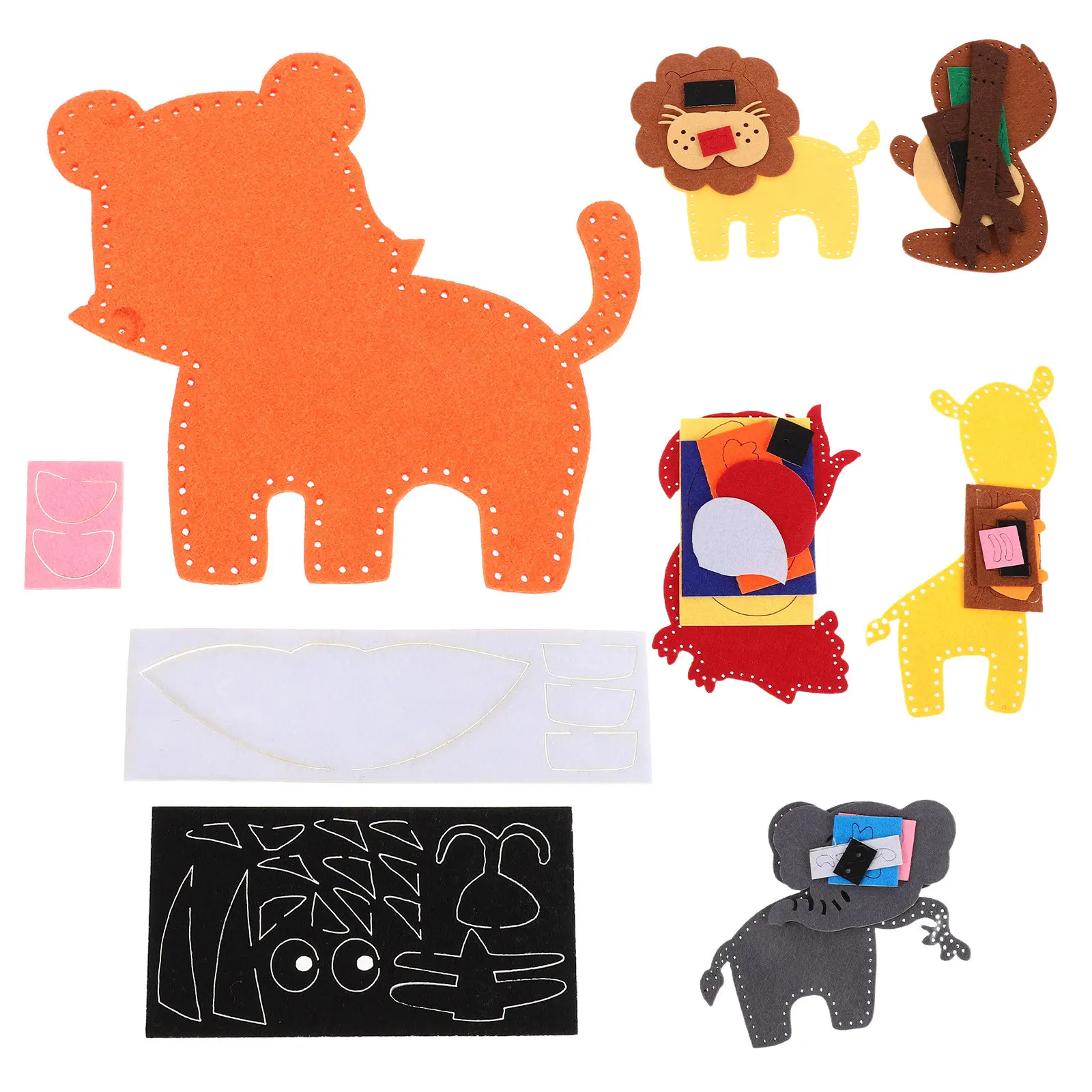 1Set Children Hand Sewing Kit Felt Jungle Animal Craft Set DIY Project for Imaginative Play and Skill Building