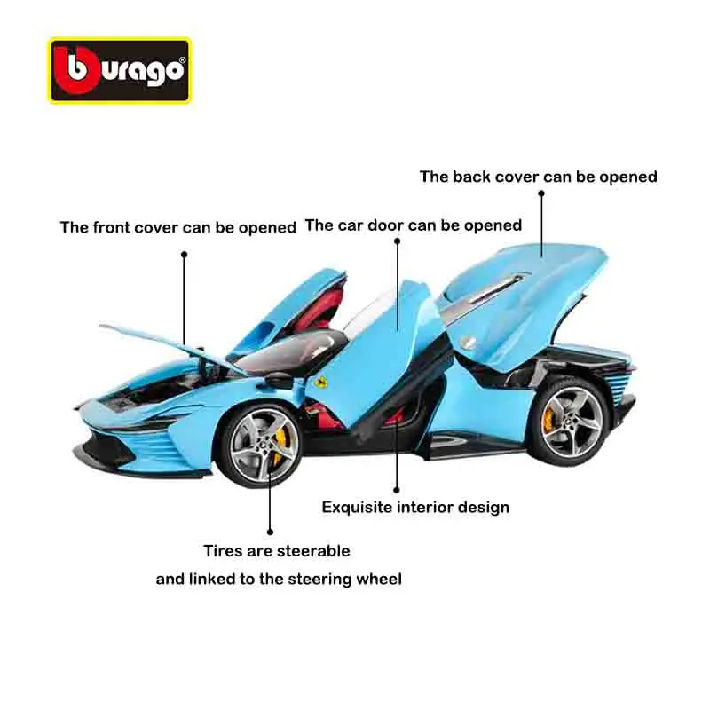 Burago 1:18 فيراري دايتونا Sp3 Sp 3 سبيكة سيارة نموذج محاكاة لعبة فاخرة مجموعة عرض مجموعة الهدايا #4