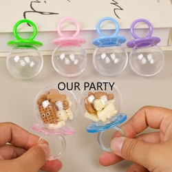 6Pcs Plastic Pacifier Nipple Candy Boxes Gender Reveal Theme Transparent Gift Packing Box for Baby Shower Birthday Party Decor