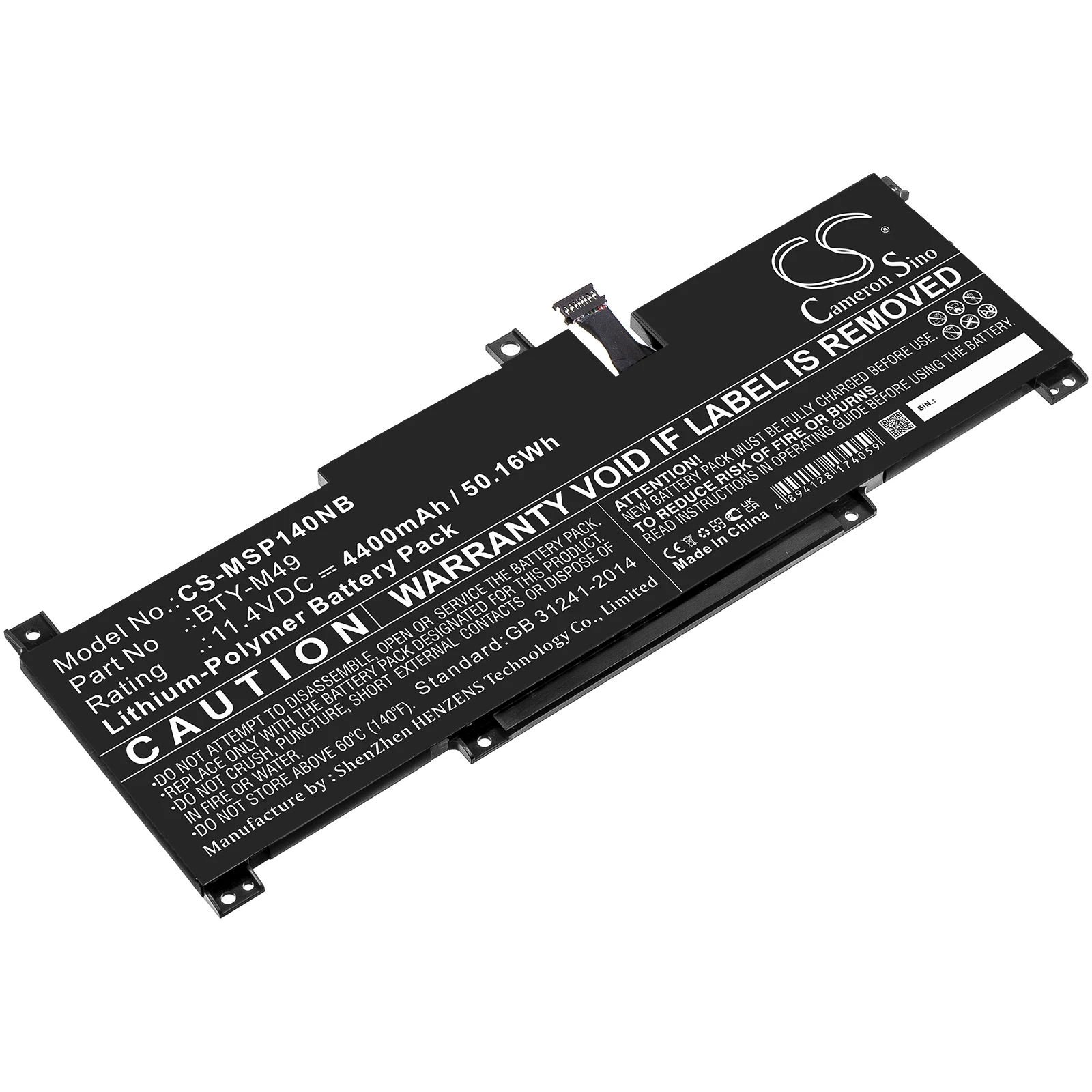 

CS Notebook Laptop Battery for MSI GSP14 Modern-14-B11SB-273JP B11SB-086 B11SB-084 085 083 221 235 235BN 14236BN Fits BTY-M49