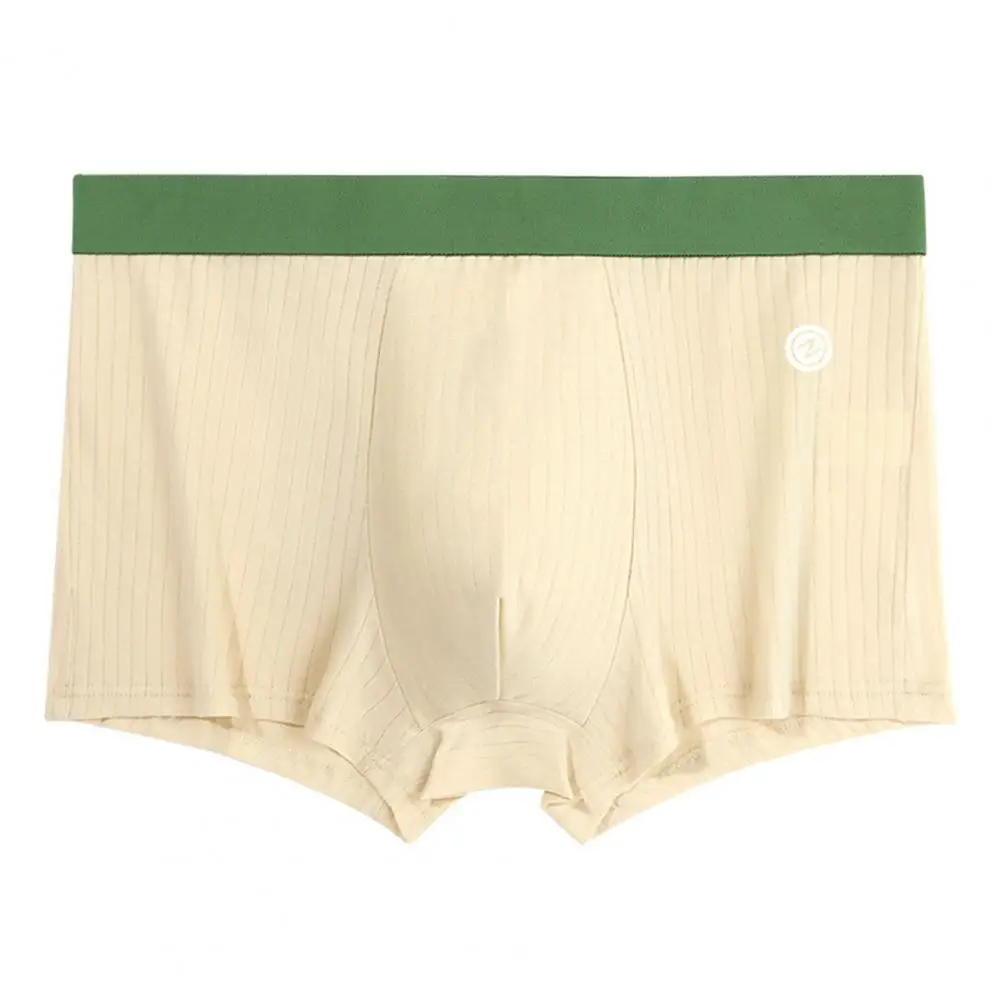Men Boxer Men's Breathable Color Block Boxer With U-convex Design For Wear Elastic Mid-waist Shorts Underwear Elastic Mid-waist