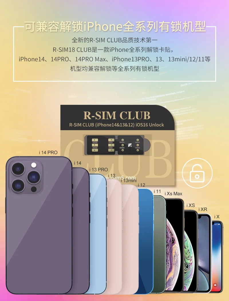 R-SIM CLUB2 V6 QPE ESIM Rsim Club Sim for iPhones 14 13 12 series 5G version of IOS 16 Unlocking Card Dticker RSIM Dual-chip CPU