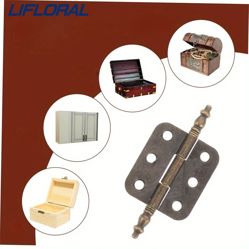 10 ชิ้นมงกุฎหัวบานพับ 6 หลุมเครื่องประดับของขวัญกล่องตกแต่งบานพับสําหรับตู้เฟอร์นิเจอร์ฮาร์ดแวร์อุปกรณ์เสริม