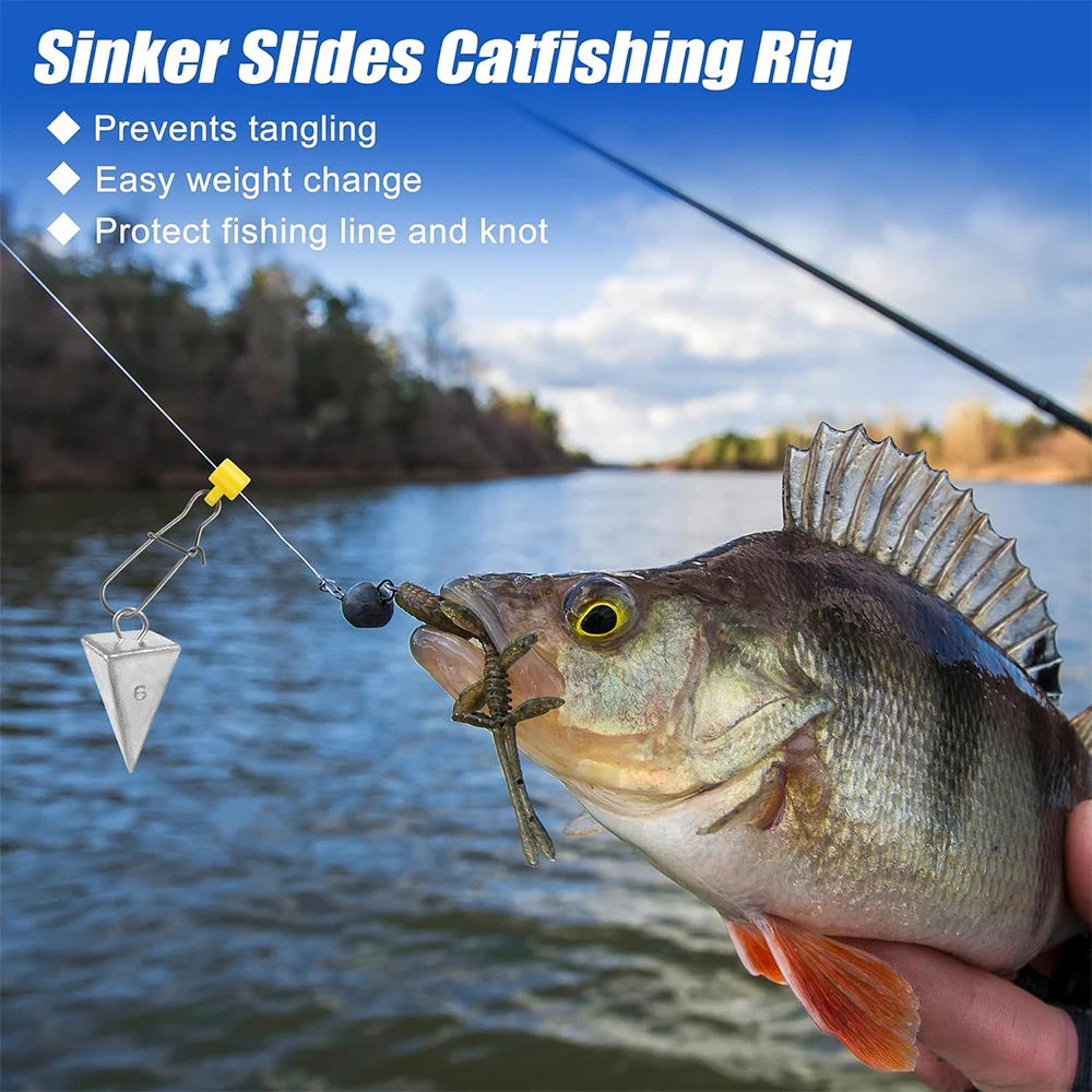 16 Stück Angelschnur Sinker Slides Heavy Duty Sinker Slider Wirbel mit Duo Lock Hooked Snaps Salzwasser Sinker Gewichte Anschluss – Detail 6