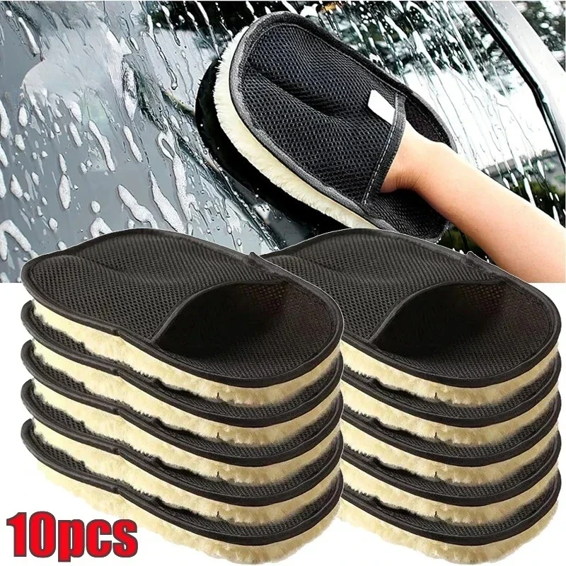 1/3/5/10 個車のクリーニングスポンジグローブ車研磨洗濯ミットグローブマイクロファイバー洗浄自動車キッチンホームクリーナーウール