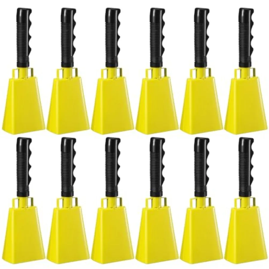 

Pelopy 12 Pcs Large Cow Bell 9 '' Cowbell with Handle Cowbells for Sporting Events Hand Percussion Cheering Bell Chimes for Foo