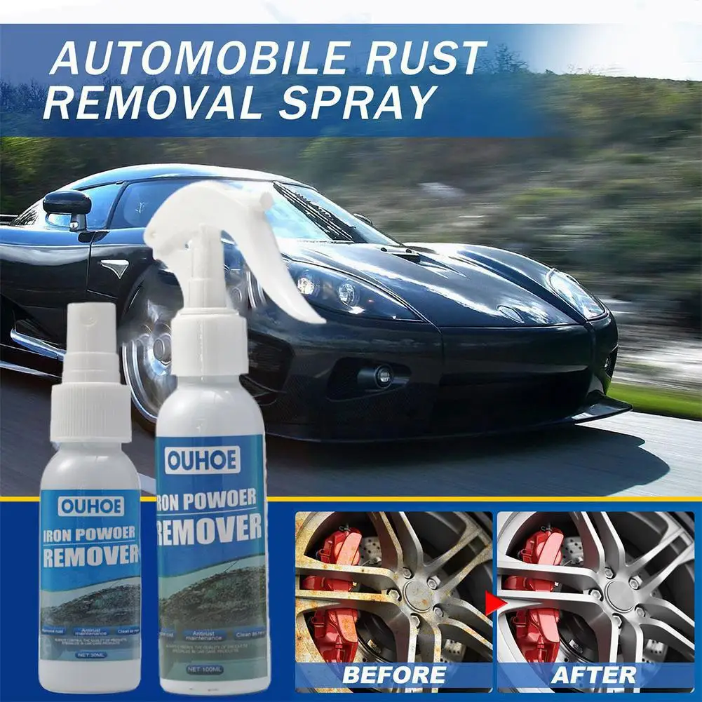 Car Rust Remover Spray Metal Paint Cleaner Car Remover Rust 30/100ml Iron Maintenance Cleaning Powder Spray C0D0