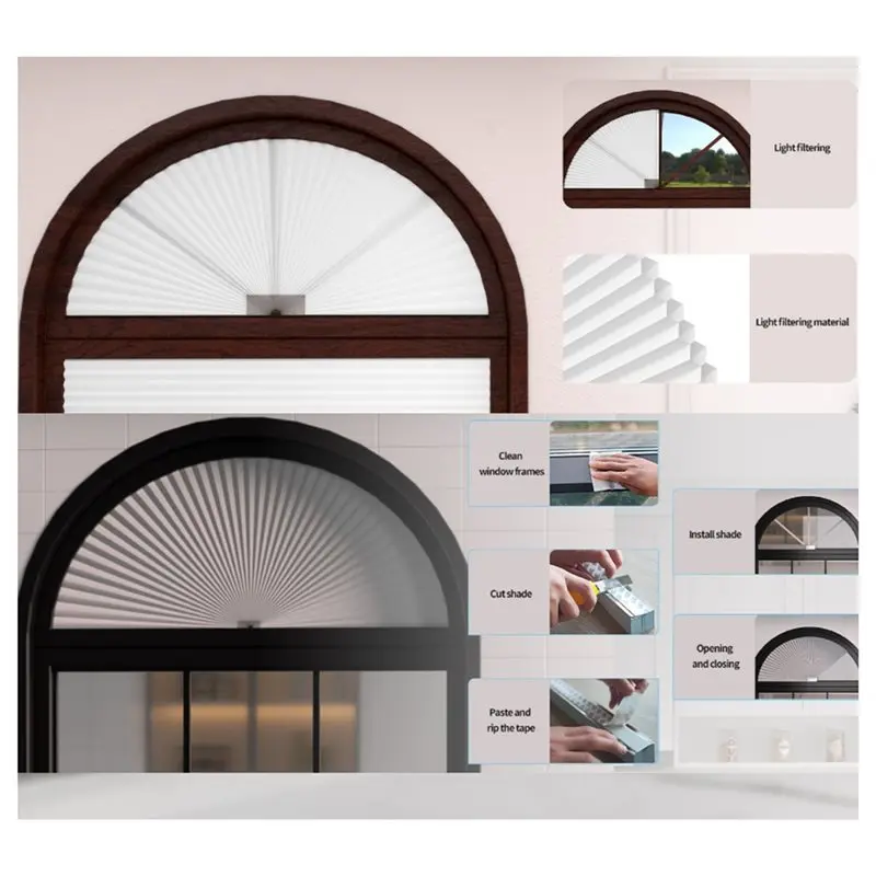 A67M-Custom Arched Honeycomb Blinds For Window Shapes - Semicircular Cellular Shades