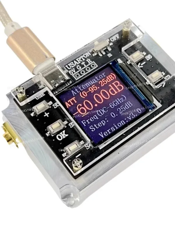 3G 6G 8G Digital Programmable Attenuator 90dB Stepped 0.25dB TFT Display CNC High Isolation