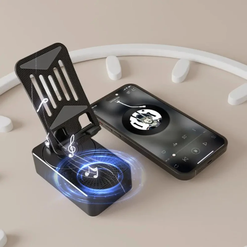 حامل الهاتف المحمول سمّاعات بلوتوث قوة البنك 3 في 1 حامل هاتف قابل للطي لسطح المكتب متعدد الوظائف
