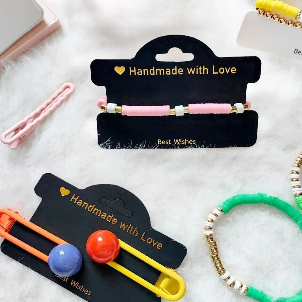 100pcs Love Jewelry Tags Bracelet Display Handmade Gift Wrapping Jewelry Card for Selling Hair Ties DIY Hanging Blank Tag