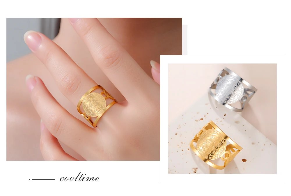 COOLTIME Sieben Erzengel Engel Ring Edelstahl Vintage Frauen Männer Solomon Schutz Amulett Ring Schmuck – Detail 11