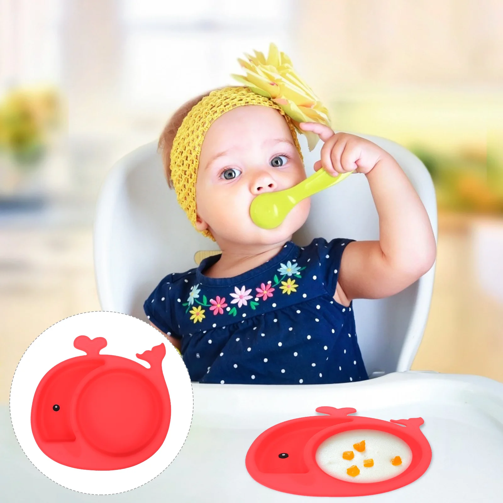 

Silicone Plate Tableware Cutlery Dinner Practical Feeding Dishes