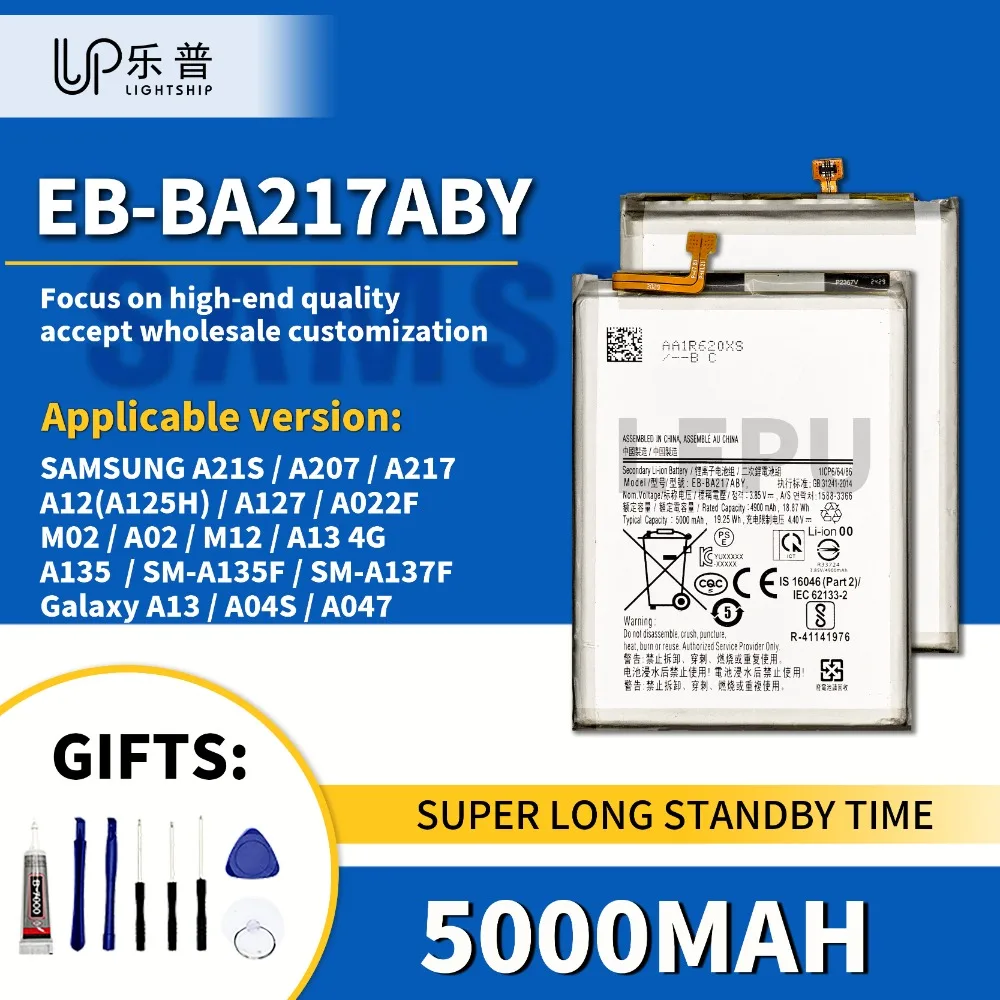 

Battery EB-BA217ABY 5000mAh for SAMSUNG A21S A207 A217 A12 A125H A127 A022F M02 A02 M12 A13 4G A135 A135F A137F A13 A04S A047