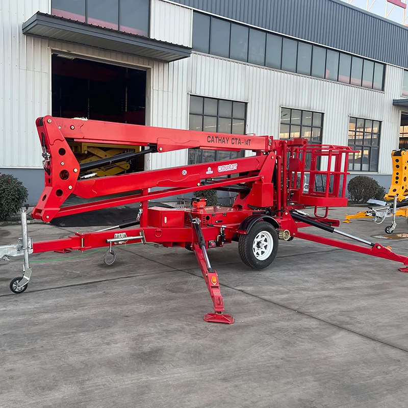 New CATHAYLIFT Telescopic Articulated Towable Boom Spider Lift Platform 45ft 60ft 80ft Hydraulic Remote Control for Tree Work